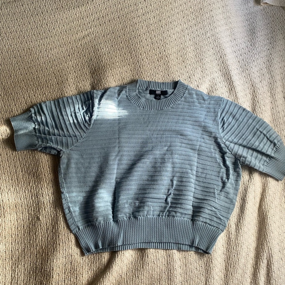 Frye Pale Blue Ribbed Knit Crewneck Sweater